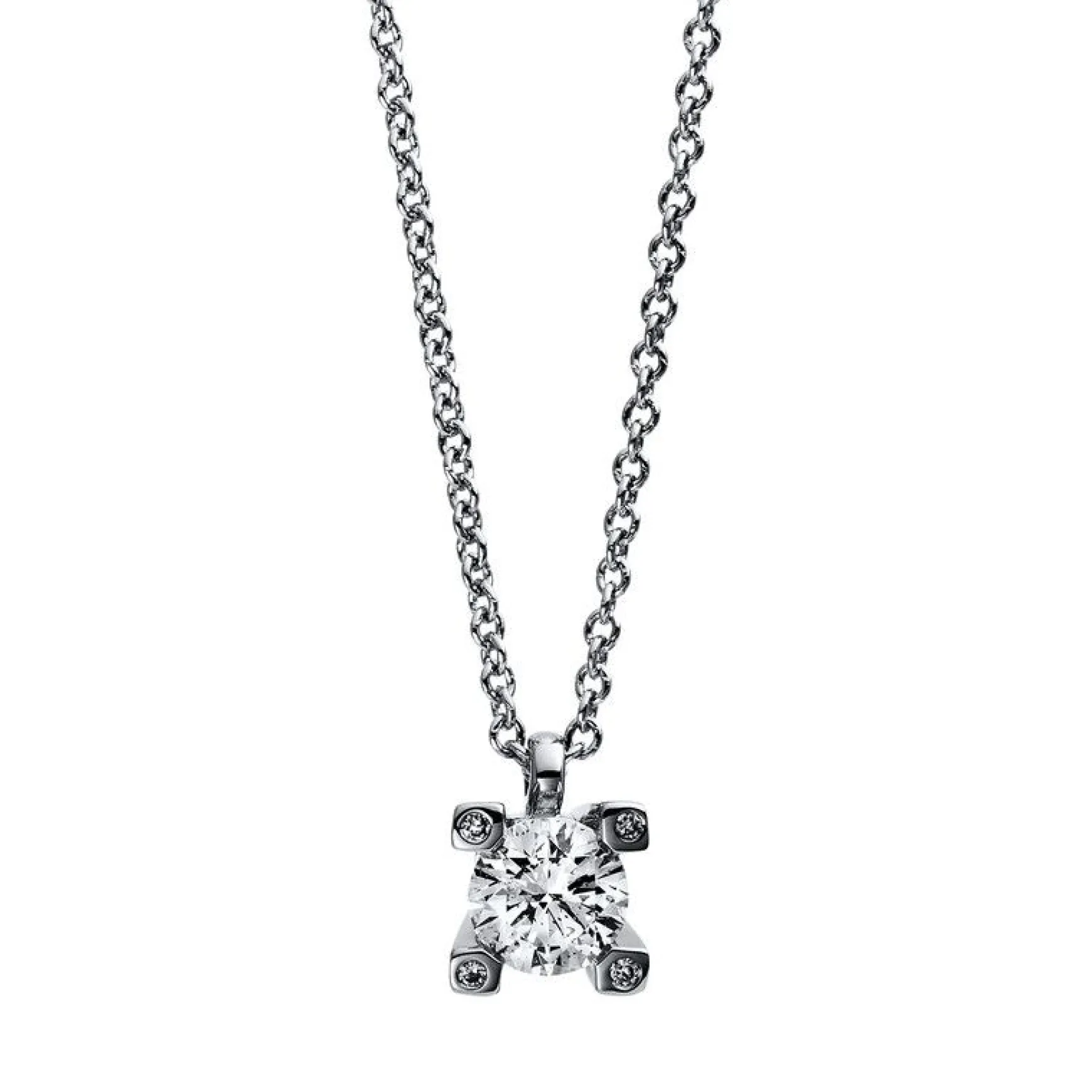 Collier 750/18K Weissgold Diamant 0.26ct. 42 cm