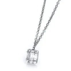 Collier 750/18K Weissgold Diamant 0.13ct. 42 cm