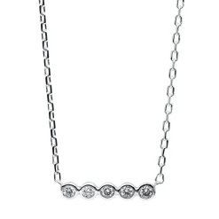 Collier 585/14K Weissgold Diamant 0.08ct. 45 cm