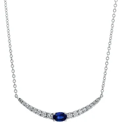Collier 750/18K Weissgold Diamant 0.47ct. Safir 0.62ct.