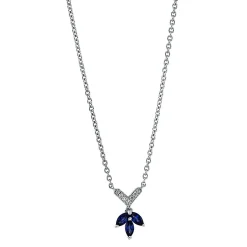 Collier 750/18K Weissgold Diamant 0.04ct. Safir 0.29ct.