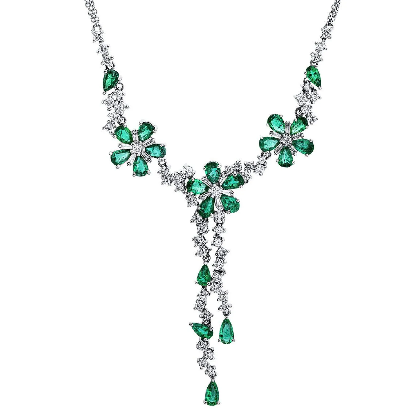 Collier 750/18K Weissgold Diamant 0.9ct. Smaragd 2.58ct.