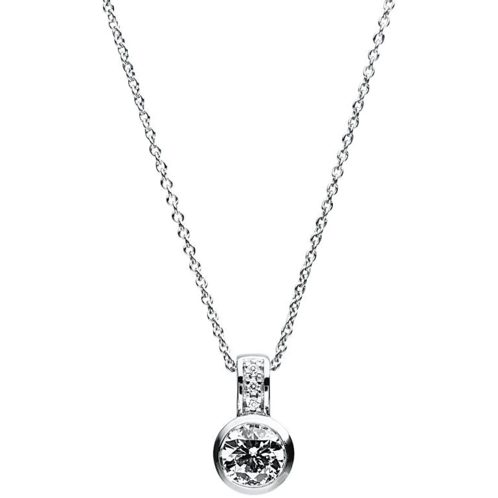 Collier 585/14K Weissgold Diamant 0.31ct. 42 cm
