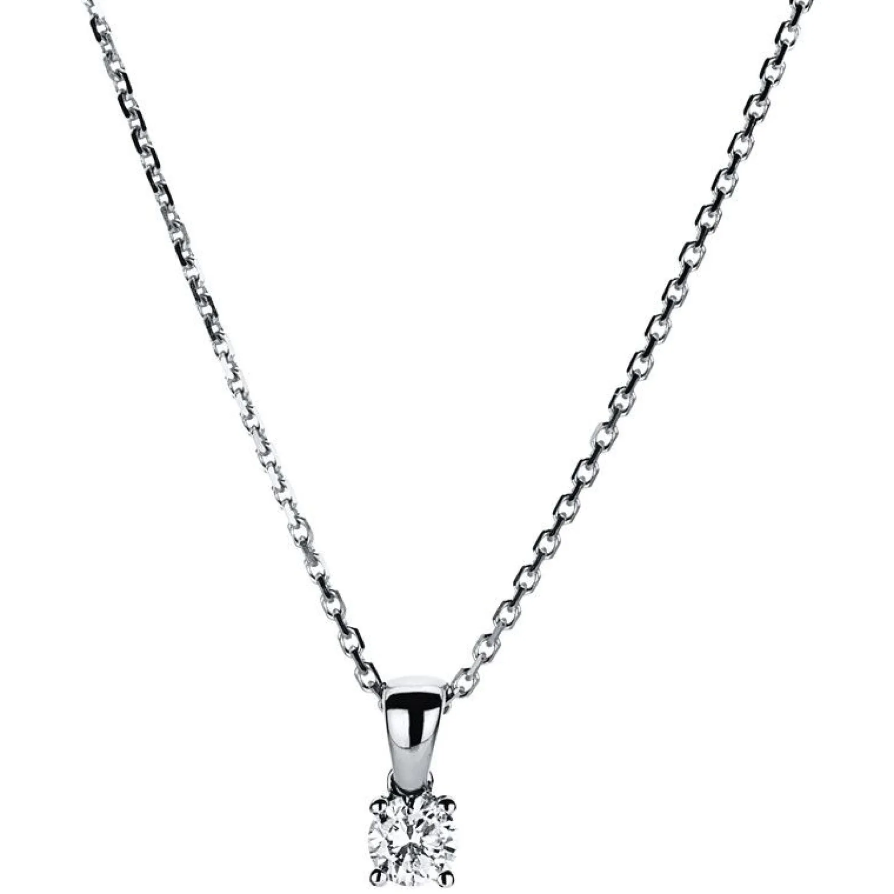 Collier 585/14K Weissgold Diamant 0.16ct. 42 cm