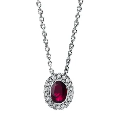 Collier 750/18K Weissgold Diamant 0.08ct. Rubin 0.55ct.  43 cm