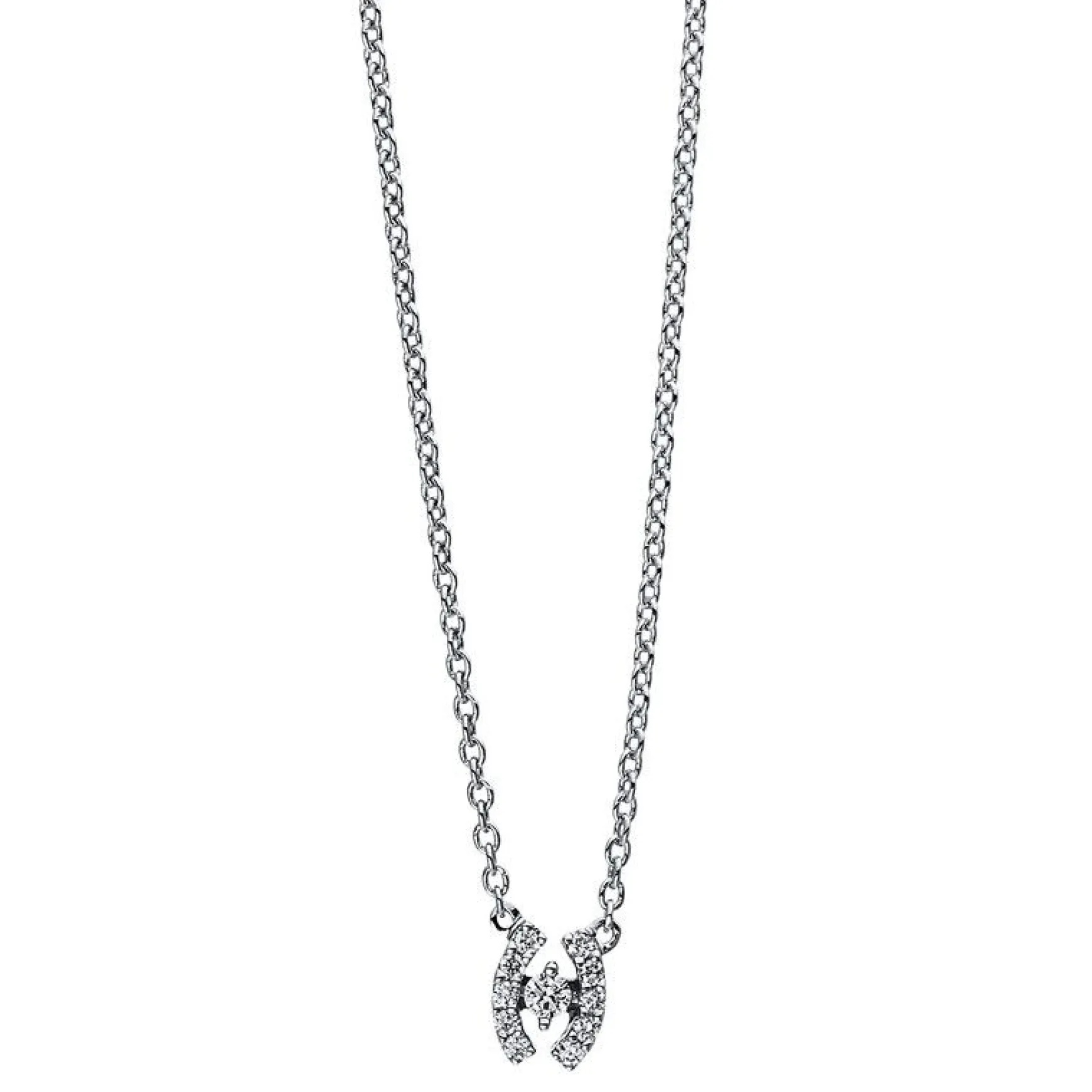 Collier 750/18K Weissgold Diamant 0.05ct. 42 cm