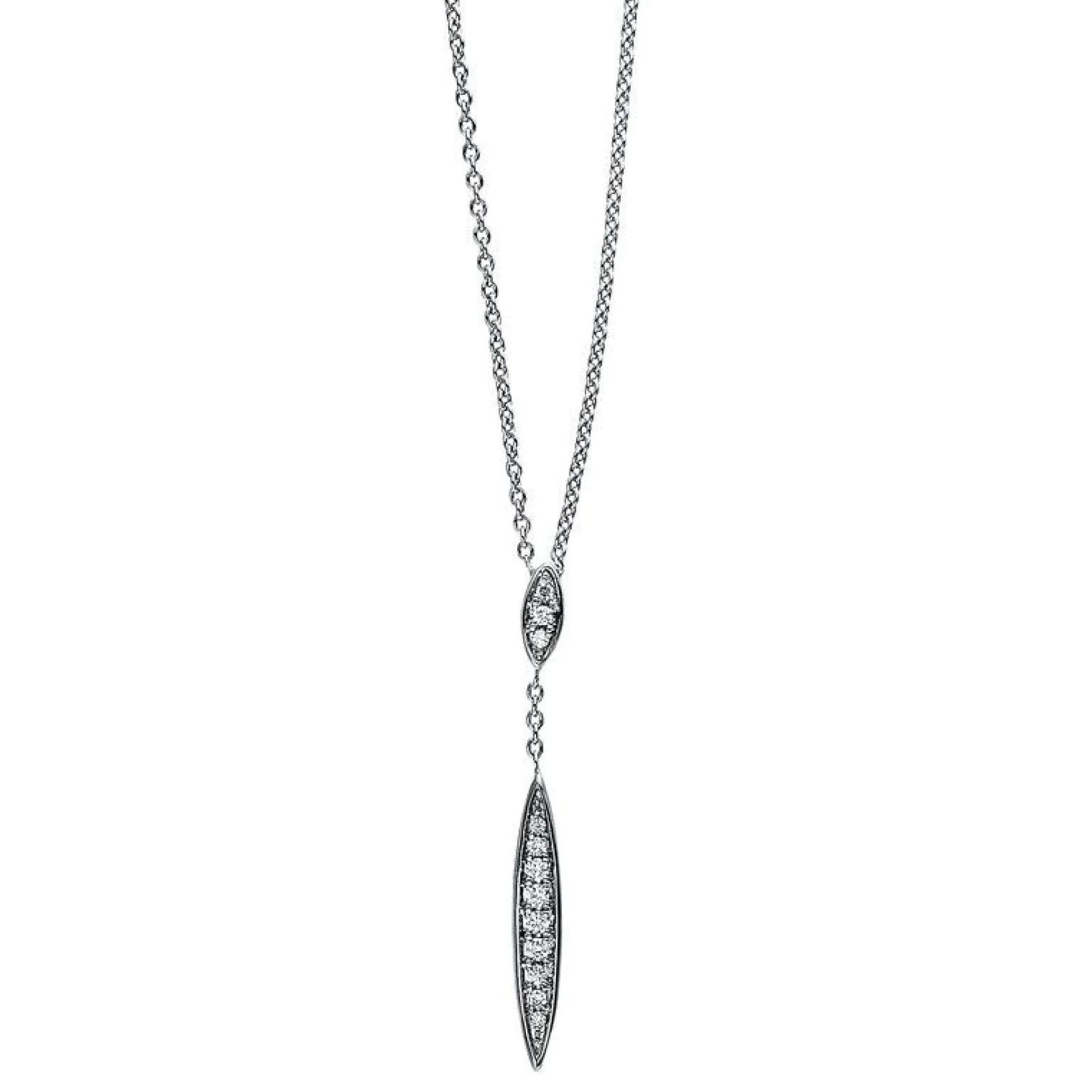 Collier 585/14K Weissgold Diamant 0.1ct. 45 cm
