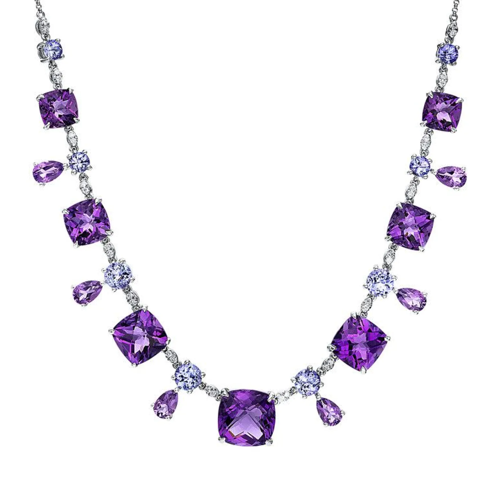 Collier 750/18K Weissgold Diamant 0.26ct. Tansanit 24.5ct.