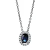 Collier 750/18K Weissgold Diamant 0.08ct. Safir 0.56ct.  43 cm