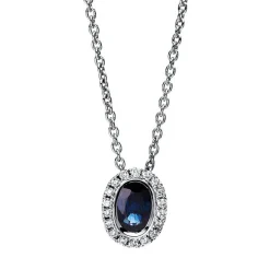Collier 750/18K Weissgold Diamant 0.08ct. Safir 0.56ct.  43 cm