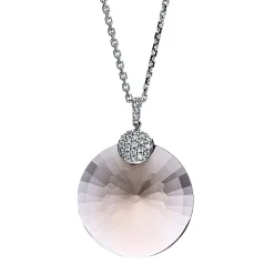 Collier 585/14K Weissgold Diamant 0.14ct. Quarz 14.82ct.