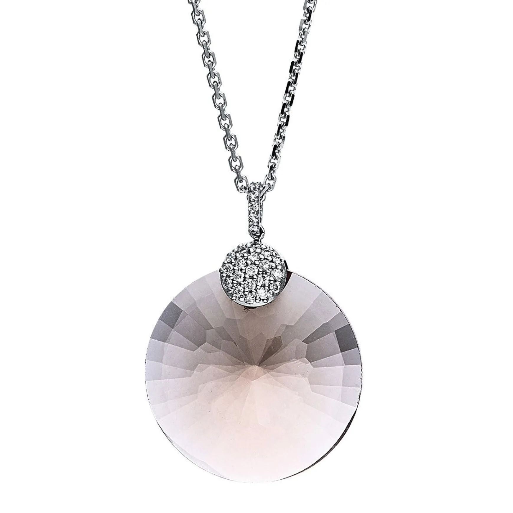 Collier 585/14K Weissgold Diamant 0.14ct. Quarz 14.82ct.