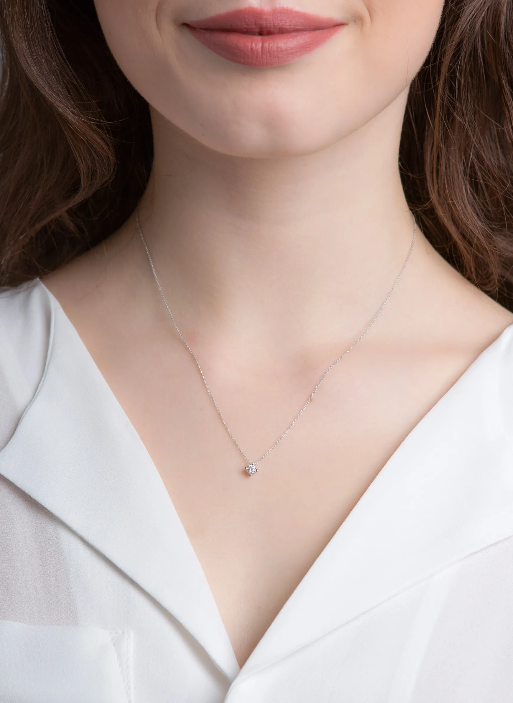 Collier 585/14K Weissgold Diamant 0.15ct.