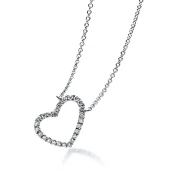Collier 750/18K Weissgold Herz Diamant 0.12ct. 42 cm