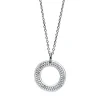 Collier 585/14K Weissgold Kreis Diamant 0.2ct. 40 cm