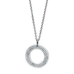 Collier 585/14K Weissgold Kreis Diamant 0.2ct. 40 cm
