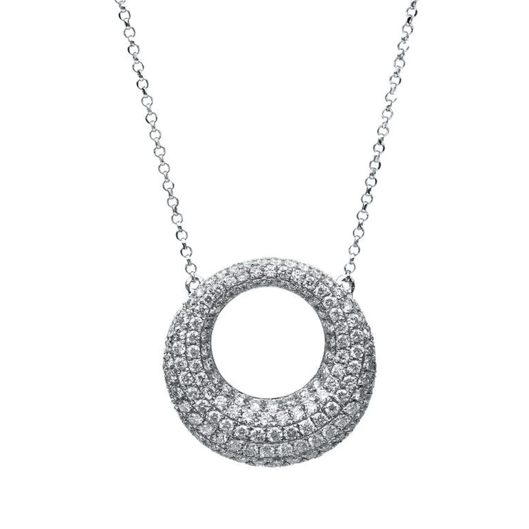 Collier 750/18K Weissgold Kreis Diamant 1.11ct. 42 cm