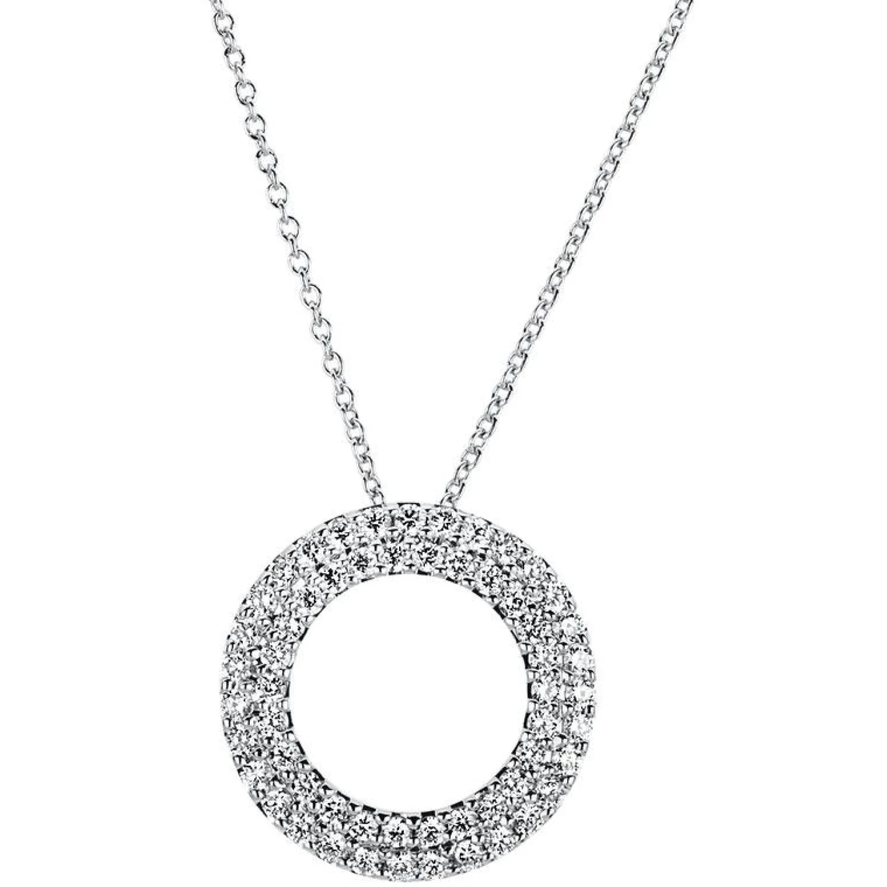 Collier 750/18K Weissgold Kreis Diamant 0.5ct. 42 cm