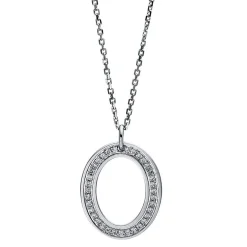 Collier 585/14K Weissgold Oval Diamant 0.12ct. 40 cm