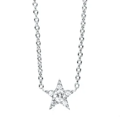 Collier 585/14K Weissgold Stern Diamant 0.1ct. 43 cm