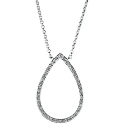 Collier 750/18K Weissgold Tropfen Diamant 0.17ct. 40 cm