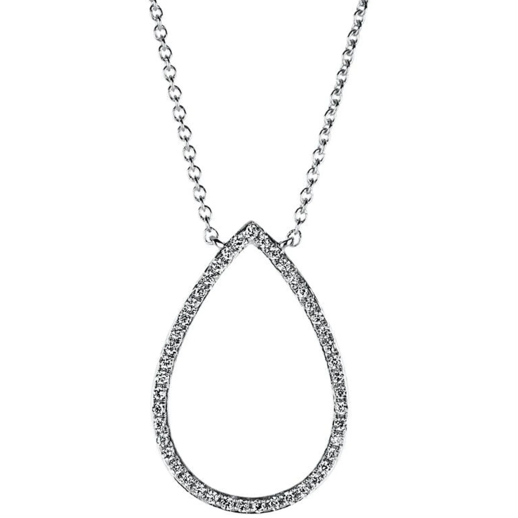 Collier 750/18K Weissgold Tropfen Diamant 0.17ct. 40 cm
