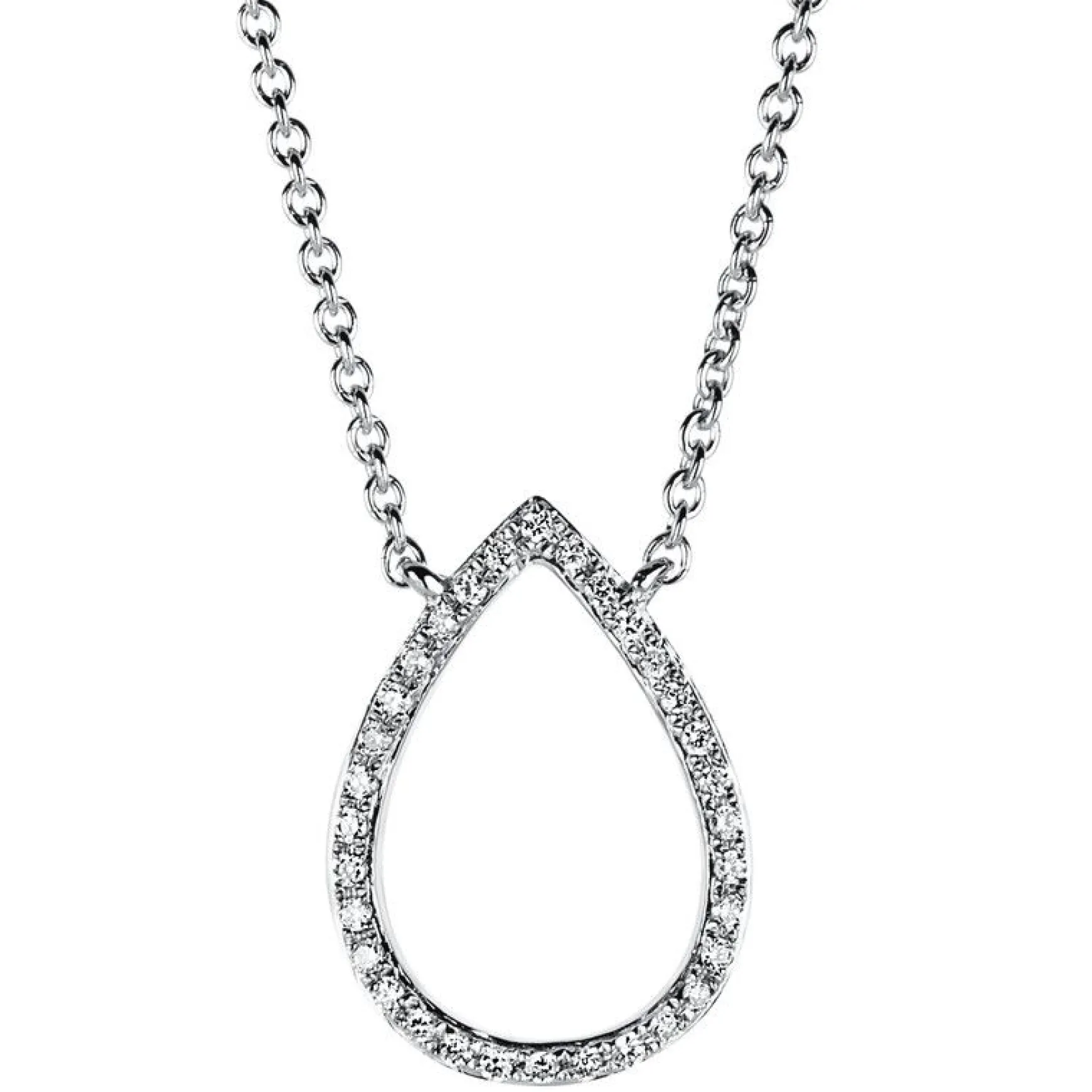 Collier 585/14K Weissgold Tropfen Diamant 0.09ct. 40 cm