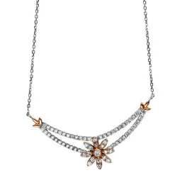 Collier 750/18K Weissgold/Rotgold Diamant 0.37ct. 45 cm