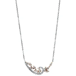 Collier 750/18K Weissgold/Rotgold Diamant 0.26ct. 45 cm