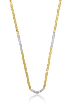 Collier Königskette Bicolor Gelbgold-/Weissgold 750, 2mm, 45cm