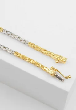 Collier Königskette Bicolor Gelbgold-/Weissgold 750, 2mm, 45cm