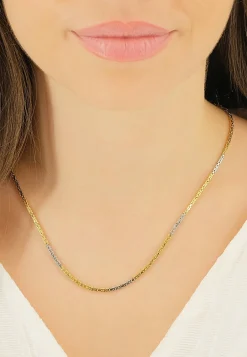 Collier Königskette Bicolor Gelbgold-/Weissgold 750, 2mm, 45cm