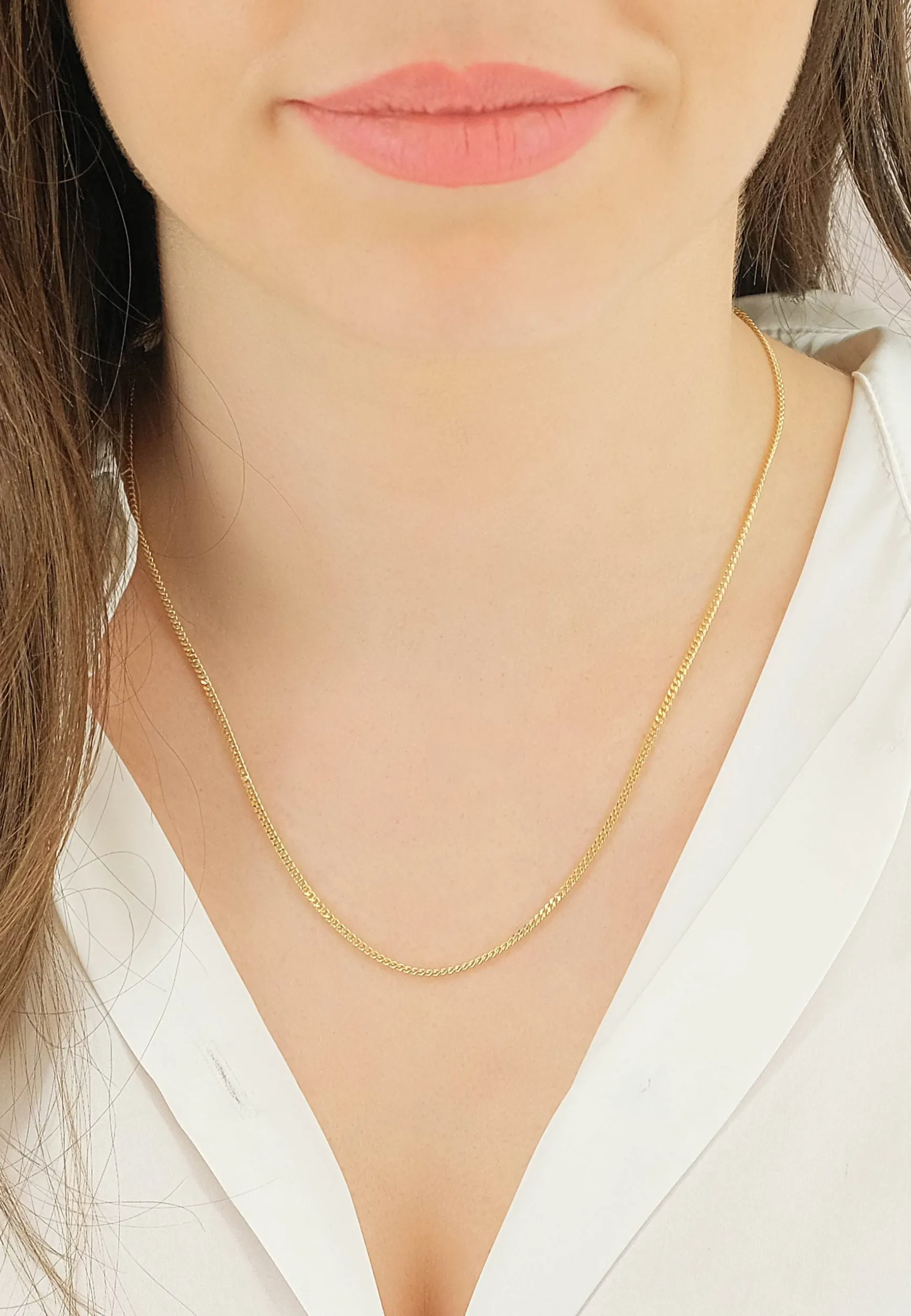 Collier Panzer Gelbgold 585, 1.7mm, 55cm