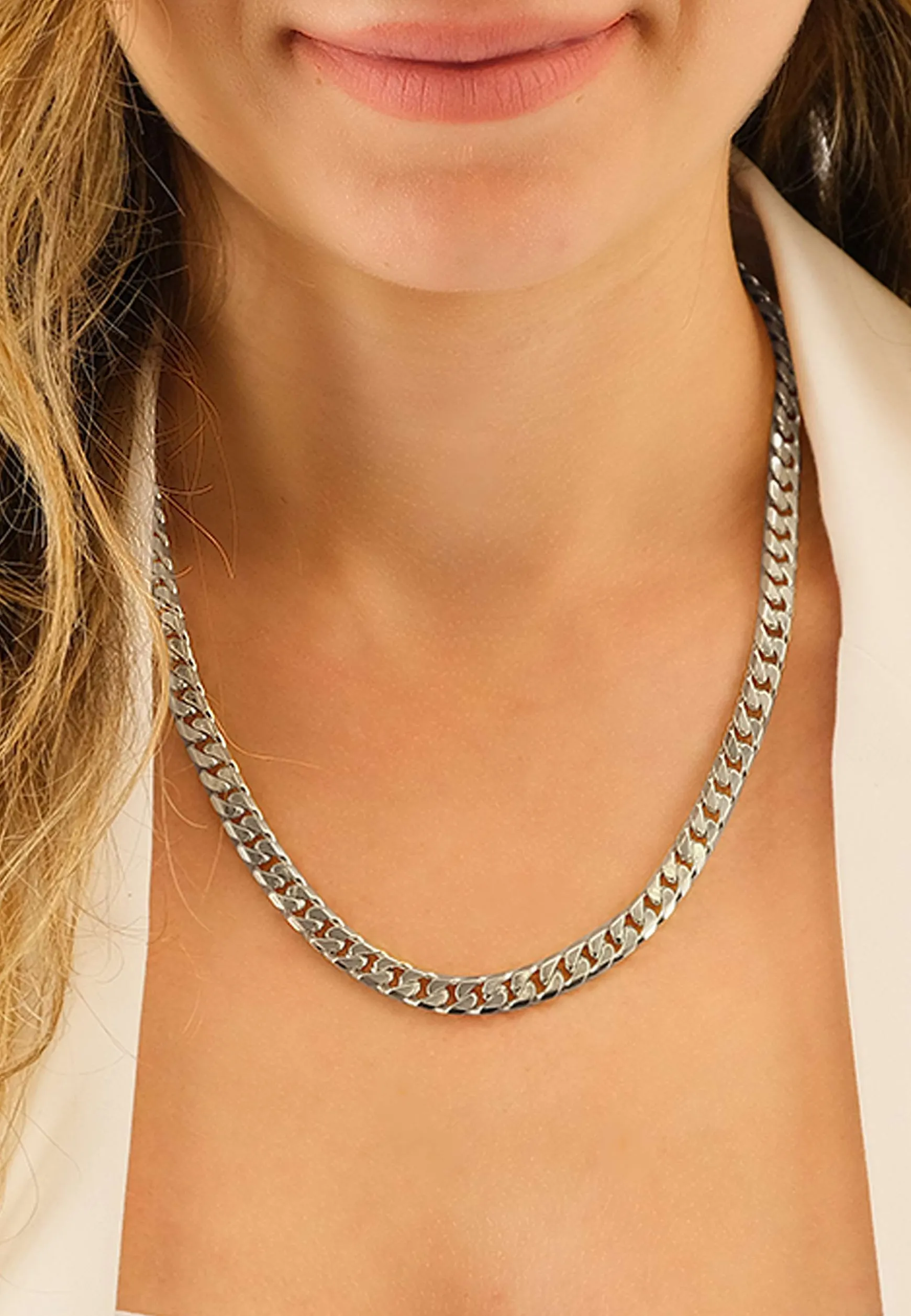 Collier Panzer Weissgold 750, 7mm, 45cm