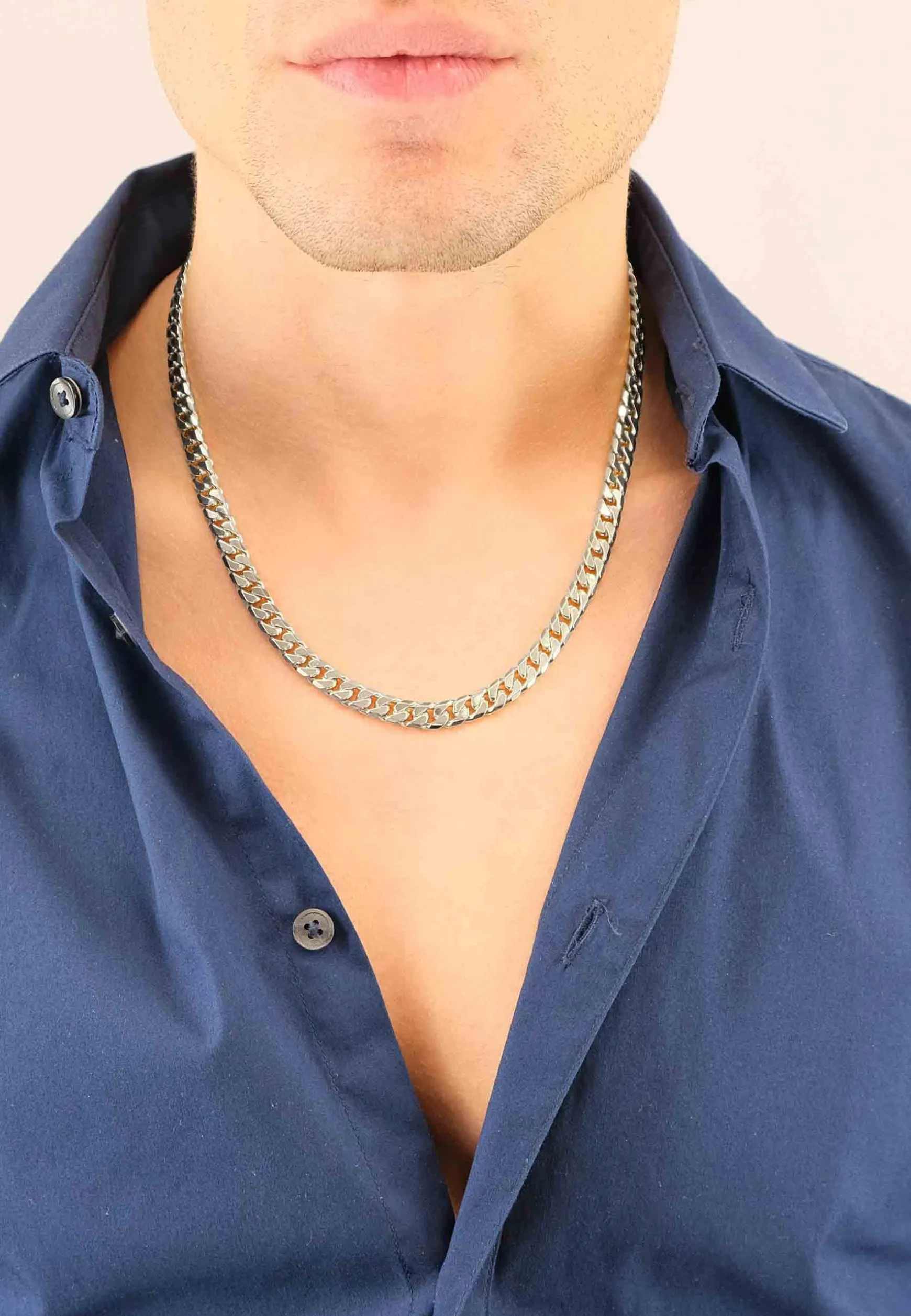 Collier Panzer Weissgold 750, 7mm, 45cm