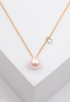 Collier Roségold 750 Akoya Perle 5.5-6mm Brillant 0.06ct.