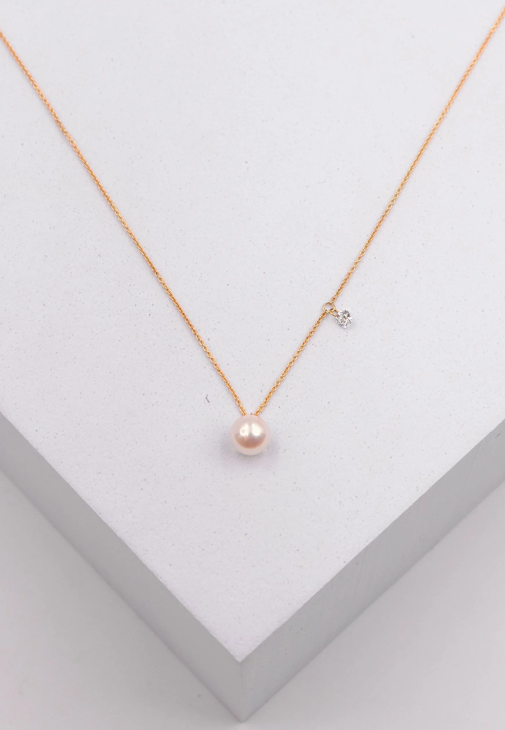 Collier Roségold 750 Akoya Perle 5.5-6mm Brillant 0.06ct.