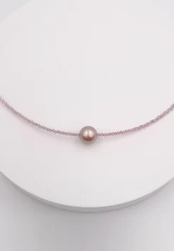 Collier Roségold 750 Süsswasserperle 10-11mm Spinell