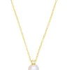 Collier Rotgold 750 Akoya Perle Diamant 0.08ct.