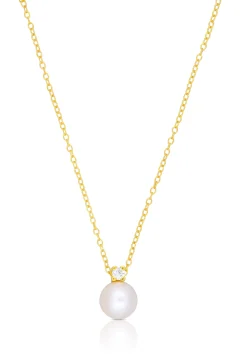 Collier Rotgold 750 Akoya Perle Diamant 0.08ct.