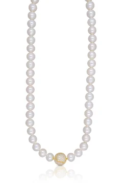 Collier Silber 925 Süsswasserperle 8-9mm Zirkonia