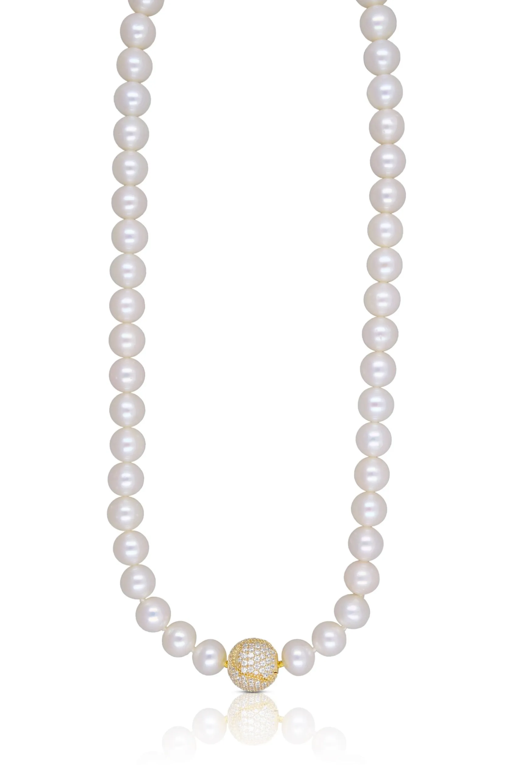 Collier Silber 925 Süsswasserperle 8-9mm Zirkonia