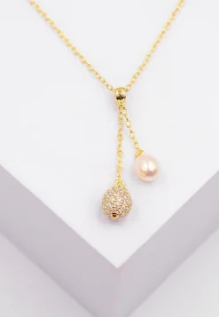 Collier Silber 925 Süsswasserperle 5-5.5mm Zirkonia