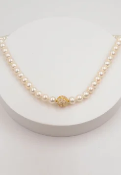 Collier Silber 925 Süsswasserperle 8-9mm Zirkonia