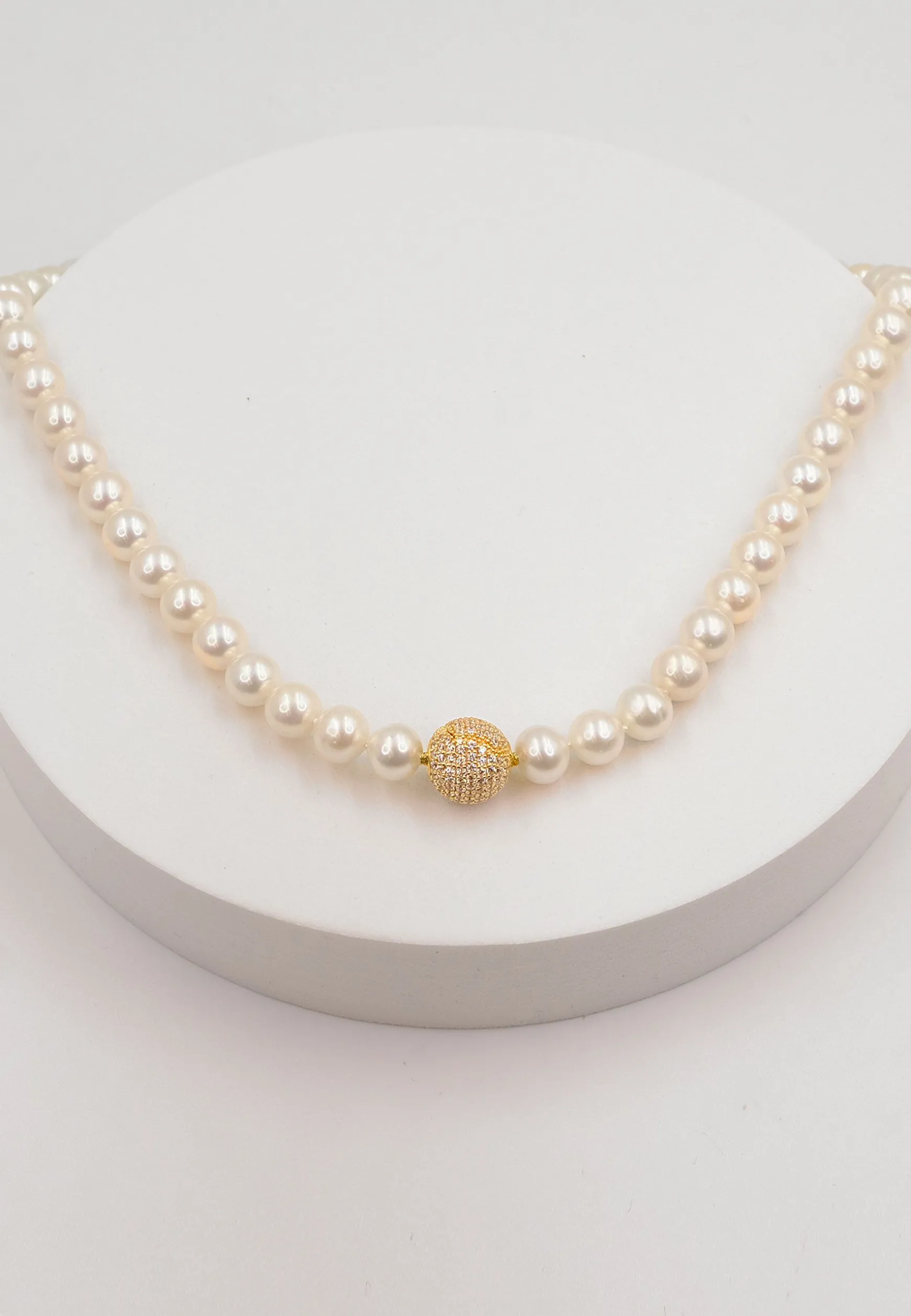 Collier Silber 925 Süsswasserperle 8-9mm Zirkonia