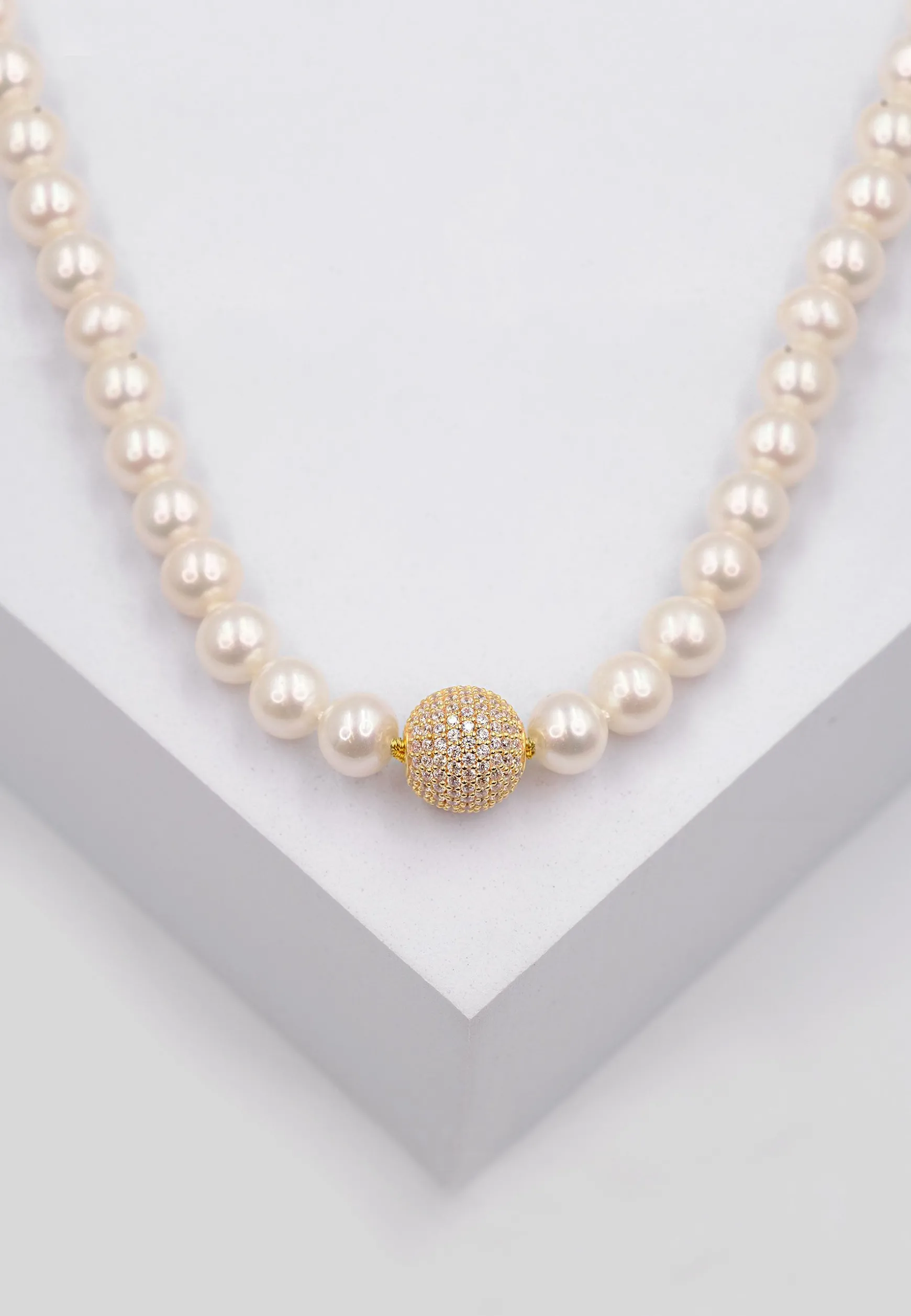 Collier Silber 925 Süsswasserperle 8-9mm Zirkonia