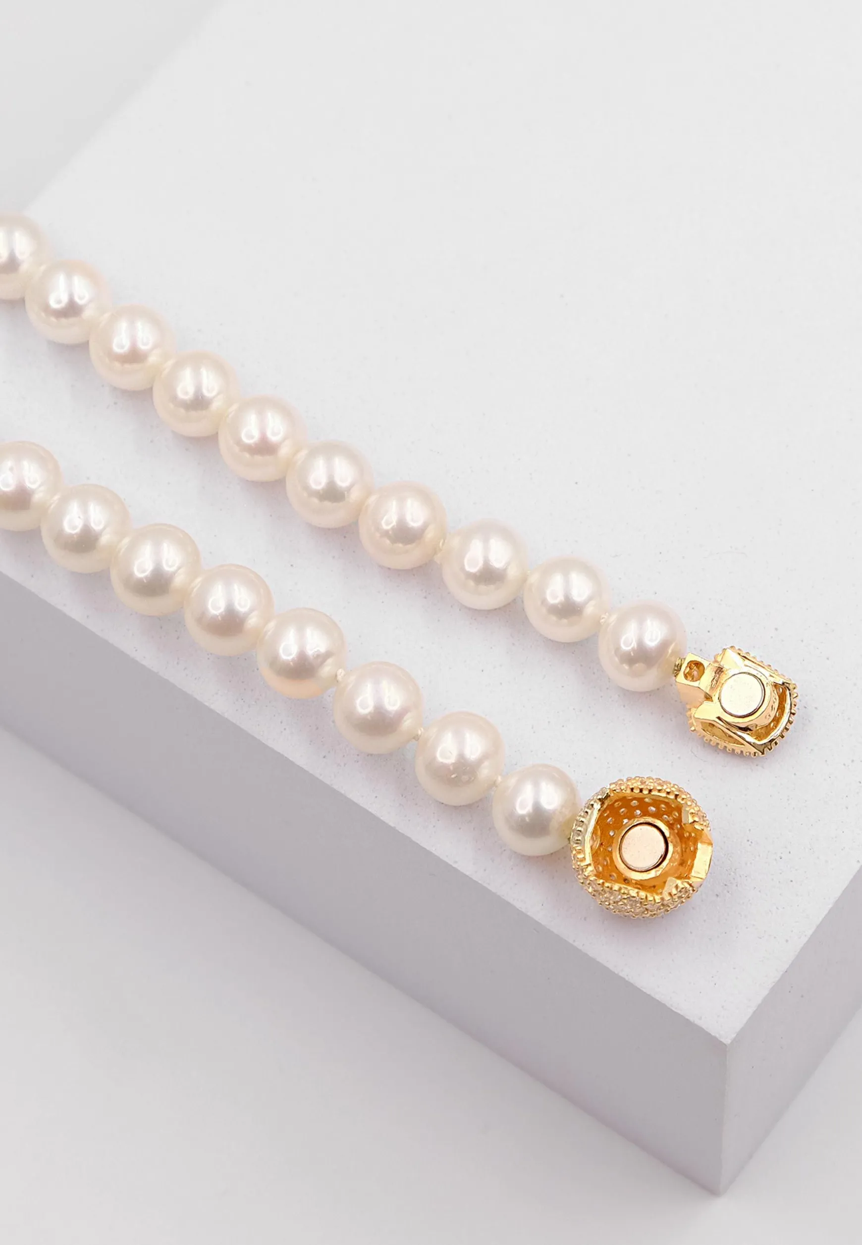 Collier Silber 925 Süsswasserperle 8-9mm Zirkonia