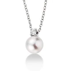 Collier Weissgold 750 Akoya Perle Diamant 0.08ct.