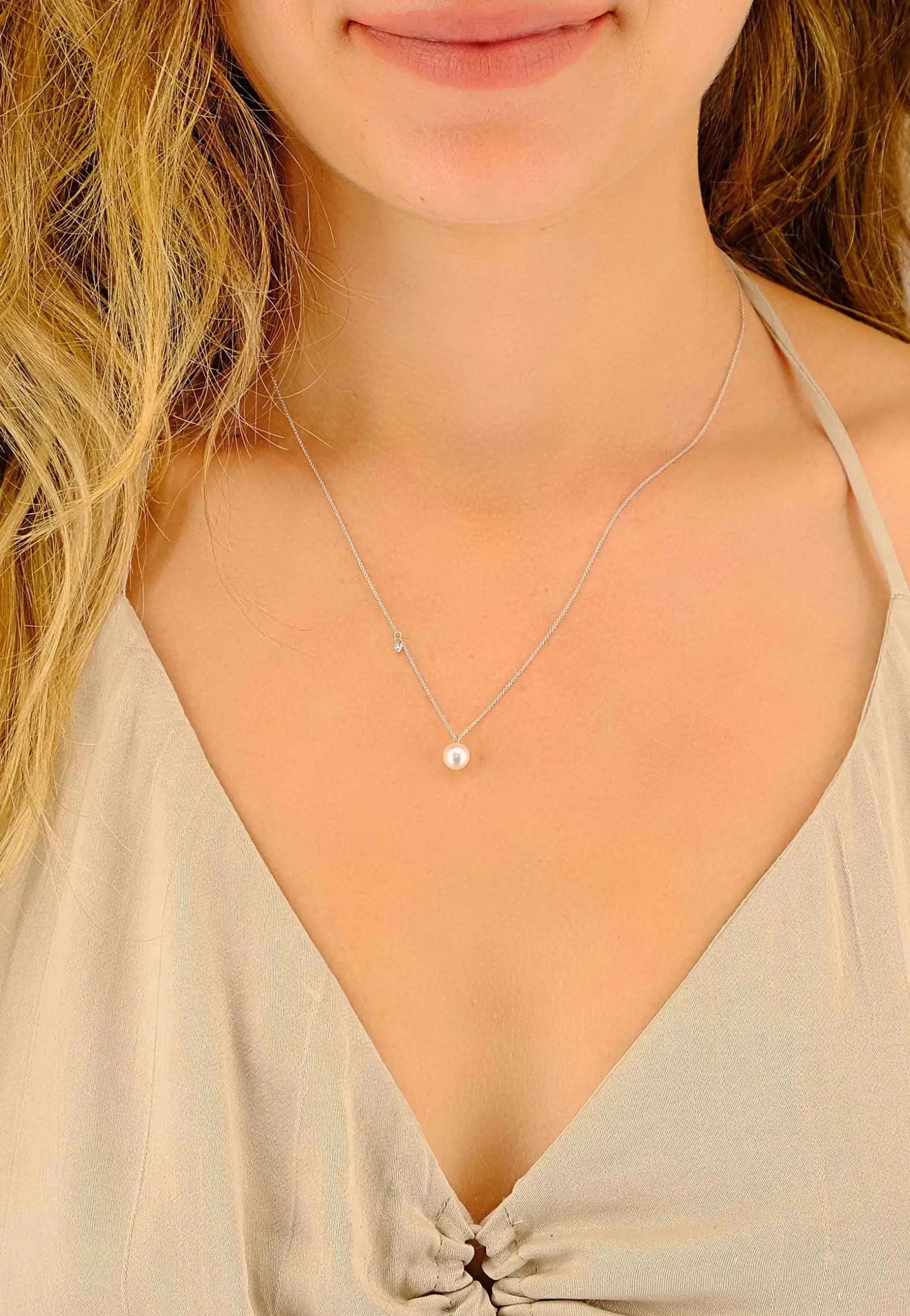 Collier Weissgold 750 Akoya Perle 5.5-6mm Brillant 0.06ct.