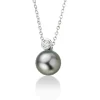 Collier Weissgold 750 Tahiti Perle Diamant 0.18ct.